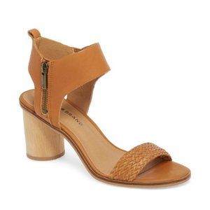 Lucky Brand Woven strap with a wooden heel